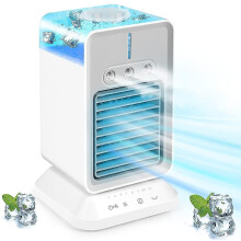 Portable Desktop Air Cooler, 3-in-1 Cooling Fan Humidifier, 90 Degree Oscillation, 300ml Water Tank, USB Rechargeable, for Office Camping