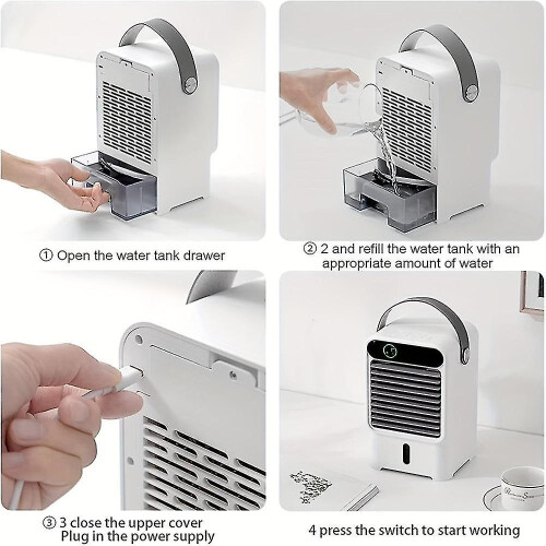 Desktop Air Conditioner Fan, 1 Pack, Silent with Humidification Function, Water Refill Drawer Design 2