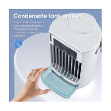 Air Cooler USB Desktop Cooling Fan, 3 Wind Speeds, 500ml Enclosed Water Tank, Ultrasonic Spray Humidifier, Activated Carbon Filter