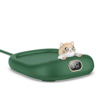 Cute Cats Smart Coffee Mug Beverage Warmer, 4 Adjustable Temperature Settings, 8-Hour Auto Shut-Off, Green, For Desk Home Office