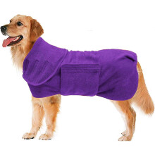 Pet Grooming Drying Bathrobe, Super Absorbent Microfiber, Adjustable Neck Waist, Machine Washable for All Dog Breeds