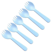 Forchette-cucchiaio monouso 2 in 1 in plastica, blu, PS per uso alimentare, 11,5 cm, confezione da 100, per torte, gelati, insalate, frutta e dessert.