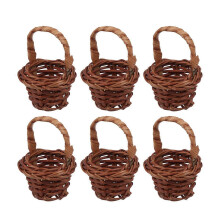 Ensemble de 6 mini-paniers en bois couleur café, pour enfants et décoration de maison de poupée.