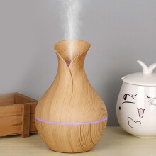 Desktop Humidifier, Vase Shape Wood Grain Quiet Humidifier, USB Portable Humidifier for Bedroom Desk Office, with 8 Hour Runtime Automatic Shut Off