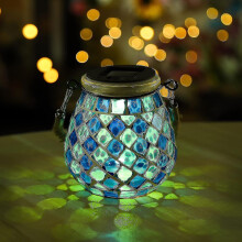 Solar Lanterns, 600mA Battery IP65 Waterproof Glass Mosaic Solar Powered Outdoor Garden Hanging Lights, Automatic On Off