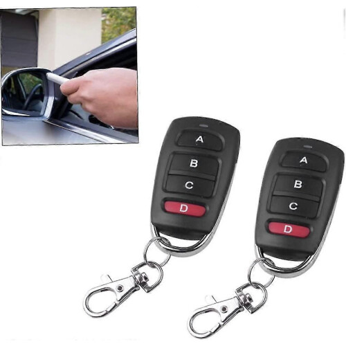 2Pcs 433MHz Fixed Code Door Remote Key, 4-Button Universal Garage Door Remote Control 2