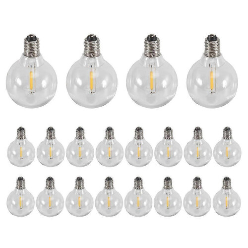 20 Pcs G40 LED Replacement Light Bulbs, E12 Screw Base, Shatterproof Plastic Clear Globe Bulbs compatible with Solar String Lights, 3Volt 1