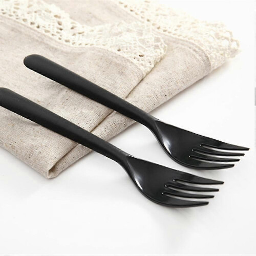 Plastic Forks, 100 Pcs Black Disposable Reusable Dinner Serving Forks for Daily Meals 1