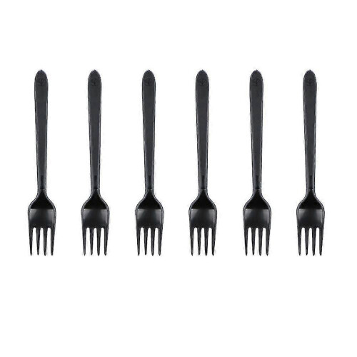 Plastic Forks, 100 Pcs Black Disposable Reusable Dinner Serving Forks for Daily Meals 2