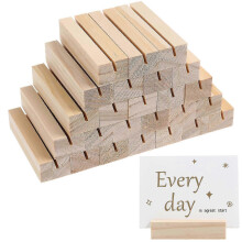 Supporto per foto in legno, 25 pezzi, 7,2 x 2,5 cm, beige, per esposizione di numeri di tavolo e menù.