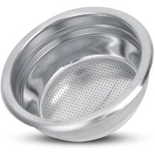 Cesta de filtro de acero inoxidable de 58 mm para 2 tazas, sin presión, compatible con cafeteras semiautomáticas con portafiltro sin fondo de 58 mm.