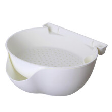 Passoire à fruits en plastique à 2 niveaux avec support pour téléphone, idéale pour égoutter et laver les aliments en cuisine.
