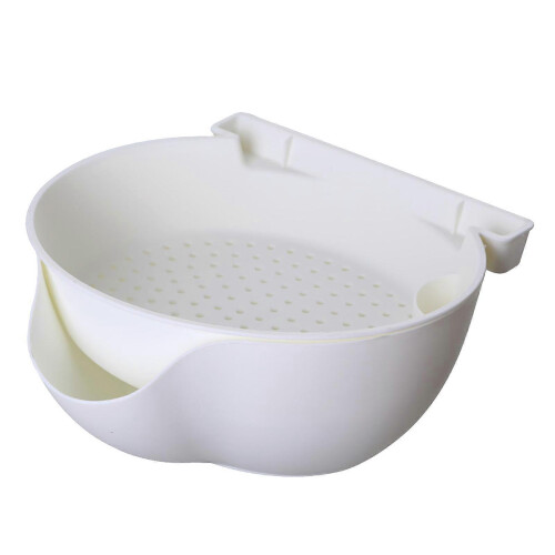 Strainer Bowl 2 Layer Plastic Fruit Colander Basket with Phone Bracket for Kitchen Food Straining Washing