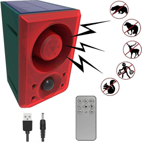 Solar Outdoor Motion Sensor Alarm, 130dB, Solar and USB Charging, Custom Recording, Adjustable Volume, 3 Work Modes