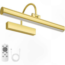 Lampada da parete senza fili per quadri, batteria ricaricabile, 3 temperature colore, telecomando e touch, alluminio dorato