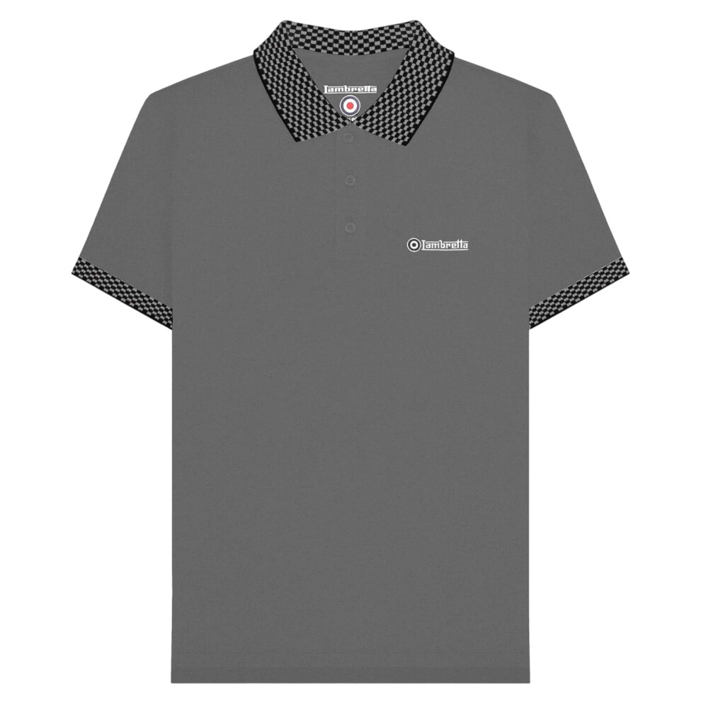 Lambretta (Xxl, Steel Grey) Mens Ss25 Two Tone Polo Shirt