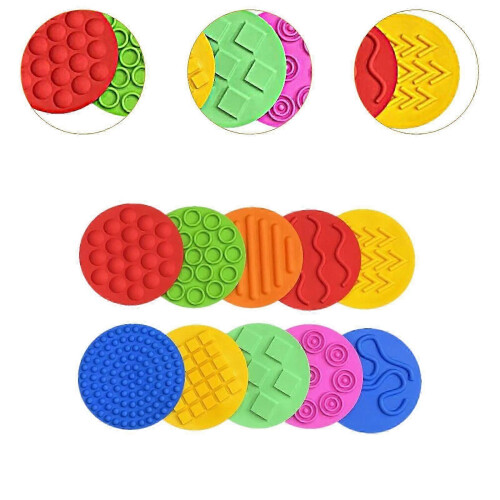 10 sensorische Silikonmatten, doppelseitige taktile Sinneskreise, 10 cm, sensorisches Training für Kinder 2