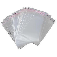 Selbstklebende Plastikbeutel, transparent, 450 x 320 mm, 4,4 µm, 100er-Packung, zum Verpacken und Aufbewahren von Kleidung und A3-Dokumenten