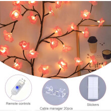 LED Cherry Blossom Branch Wall Lights 144 LEDs 8 Modes USB Powered Remote Control DIY Indoor Decorative Lamp