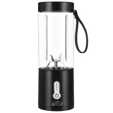 Przenośny blender, czarny, 530 ml, osobisty blender do koktajli i shake'ów, 6 ostrzy ze stali nierdzewnej 304 typu C, akumulatorowy