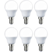 Set of 6 Small Round G45 LED Bulbs, E14 Edison Screw, 5W 470lm, 3000K Warm White, Non-dimmable, Energy Class F, 15000 Hours Lifespan