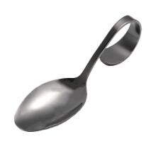 Vorspeisenlöffel aus Edelstahl mit gebogenem Griff, schwarz, 13,7 x 4,3 x 4 cm, für Restaurants und Veranstaltungen