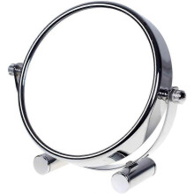 Staande make-upspiegel, 10x zoom, 15 cm, dubbelzijdig, 360 graden draaibaar, vrijstaande tafelspiegel met chromen afwerking voor make-up en scheren.