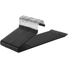 Trouser Hangers, Pack of 20, Space Saving, Non-Slip, Open End, Black, 35x0.5x13cm, Sturdy Metal for Wardrobe