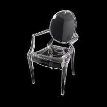 Mini Dining Chair, 1:12 Scale Transparent Plastic Mid-Century Dollhouse Mini Chair, Model HK814, 4 Pieces Set