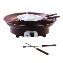 Fondue Pot Set, Electric 110V Brown Chocolate and Cheese Melting Machine with 4 Forks, Removable Bowl