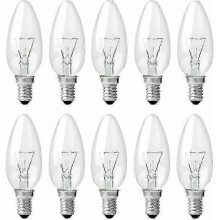 Flame Shape Incandescent Light Bulbs, 10 Pack, Dimmable, 40W, E14 Edison Screw Base, C35 Candle, Warm White, 400 Lumens