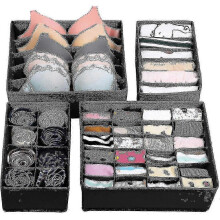 Foldable Underwear Storage Box, 4 Pack Drawer Organizer for Bra, Socks, Scarves, Gray