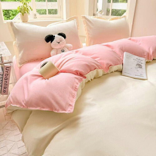 Bedding Set, Plain Color Washed Twill Woven Reactive Printing, Multiple Sizes and Patterns, Skin-friendly Thickened Fabric 1