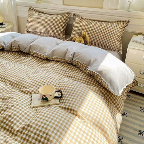 Bedding Set, Plain Color Washed Twill Woven Reactive Printing, Multiple Sizes and Patterns, Skin-friendly Thickened Fabric 2