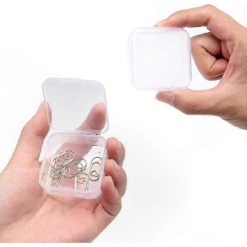 Small Clear Plastic Boxes with Square Hinged Lid, 20 Pack Mini Clear Plastic Containers for Beads Jewelry Pills Small Items 1