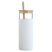 Reusable Glass Tumbler with Bamboo Lid and Silicone Sleeve, Leak-Proof, Dishwasher Safe