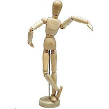 Drewniany manekin przegubowy do rysowania i dekoracji figur ze stojakiem