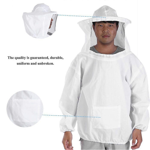 Beekeeping Protective Jacket, Polyester, Round Hat Veil, Elasticated Waist for Adult Beekeeping Hive Tending 1