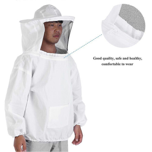 Beekeeping Protective Jacket, Polyester, Round Hat Veil, Elasticated Waist for Adult Beekeeping Hive Tending 2