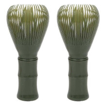 Fouet à matcha réutilisable en résine PP, compatible lave-vaisselle, avec support de rangement, en forme de fourchette, jaune, noir et vert