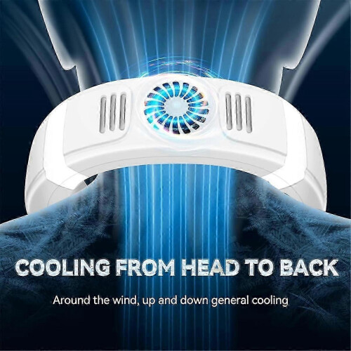 Portable Rechargeable Bladeless Neck Air Conditioner, 3 Speed Adjustable, Quiet Operation, White Plastic