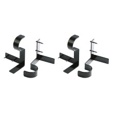 Gardinenstangenhalterungen, 4er-Set, schwarzes Metall, Einzelhaken, Wandmontage