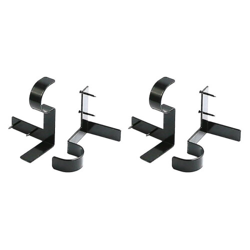 Curtain Rod Brackets 4pcs Set Black Metal Single Hook Wall Mounted