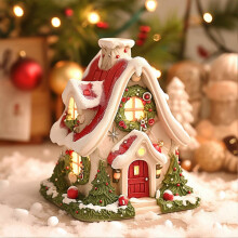 Porta incenso a forma di casetta di Natale, decorazione natalizia in resina per interni.