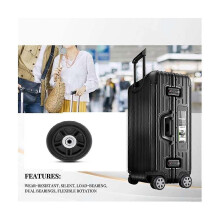 1 Pair Universal Swivel Luggage Replacement Wheels, Plastic Dual Bearings Wear-resistant Silent, 70mm Diameter 23mm Thickness