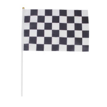 12 Pack Formula One Chequered Waving Flags, Black and White, 30x20cm with 40cm Poles, for Racing Events Fans Gatherings