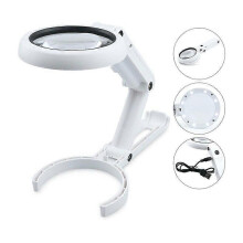 Lupa LED, 5-krotne powiększenie szkła optycznego, regulowana szyjka 30 cm, stabilna podstawa, do szycia biżuterii i rękodzieła