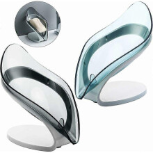 Leaf Shaped Soap Holders, 2 Pack Self-Draining Removable Soap Dishes with Non-Slip Silicone Base for Kitchen, Bathroom Shower