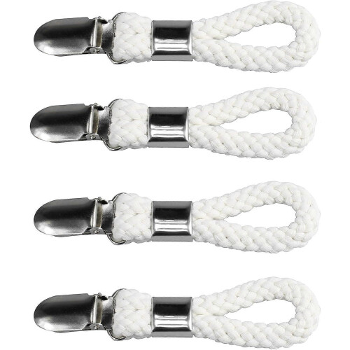 Woven Cotton Hoop Towel Clip for Kitchen Bathroom Storage, 4 Pack