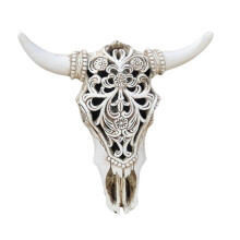 Scultura da parete a forma di testa di mucca, in resina, 21x21,5x4 cm, ornamento da parete per ambienti domestici e commerciali.